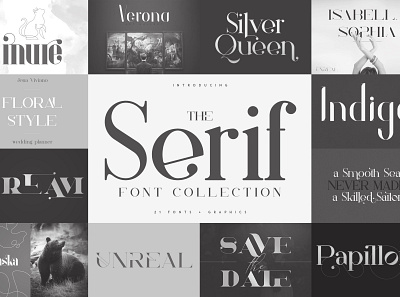 THE SERIF FONT COLLECTION app brand branding bundle font illustration lettering logo serif typeface