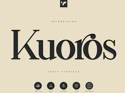 KUOROS SERIF TYPEFACE - 5 WEIGHTS brand branding creative design font lettering logo serif typeface ux vector