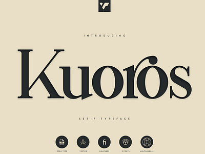 KUOROS SERIF TYPEFACE - 5 WEIGHTS brand branding creative design font lettering logo serif typeface ux vector