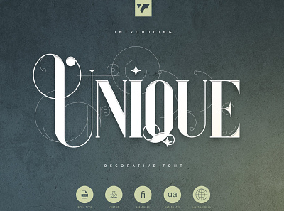 UNIQUE - DECORATIVE SERIF FONT app brand creative font icon lettering serif typeface ux vector