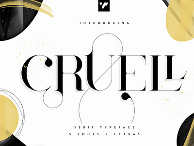 Cruell Serif Typeface - 5 fonts + graphics