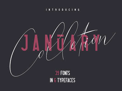 6IN1 JANUARY COLLECTION - 39 FONTS 39 fonts brand bundle creative design font lettering logo use for commercial use