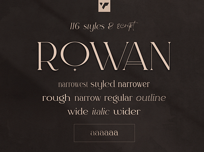 Rowan - Elegant typeface. 116 font styles included and 1 script artist artwork brand branding bundle creative design font fontdesign illustration lettering logo new typography ui