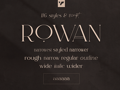 Rowan - Elegant typeface. 116 font styles included and 1 script