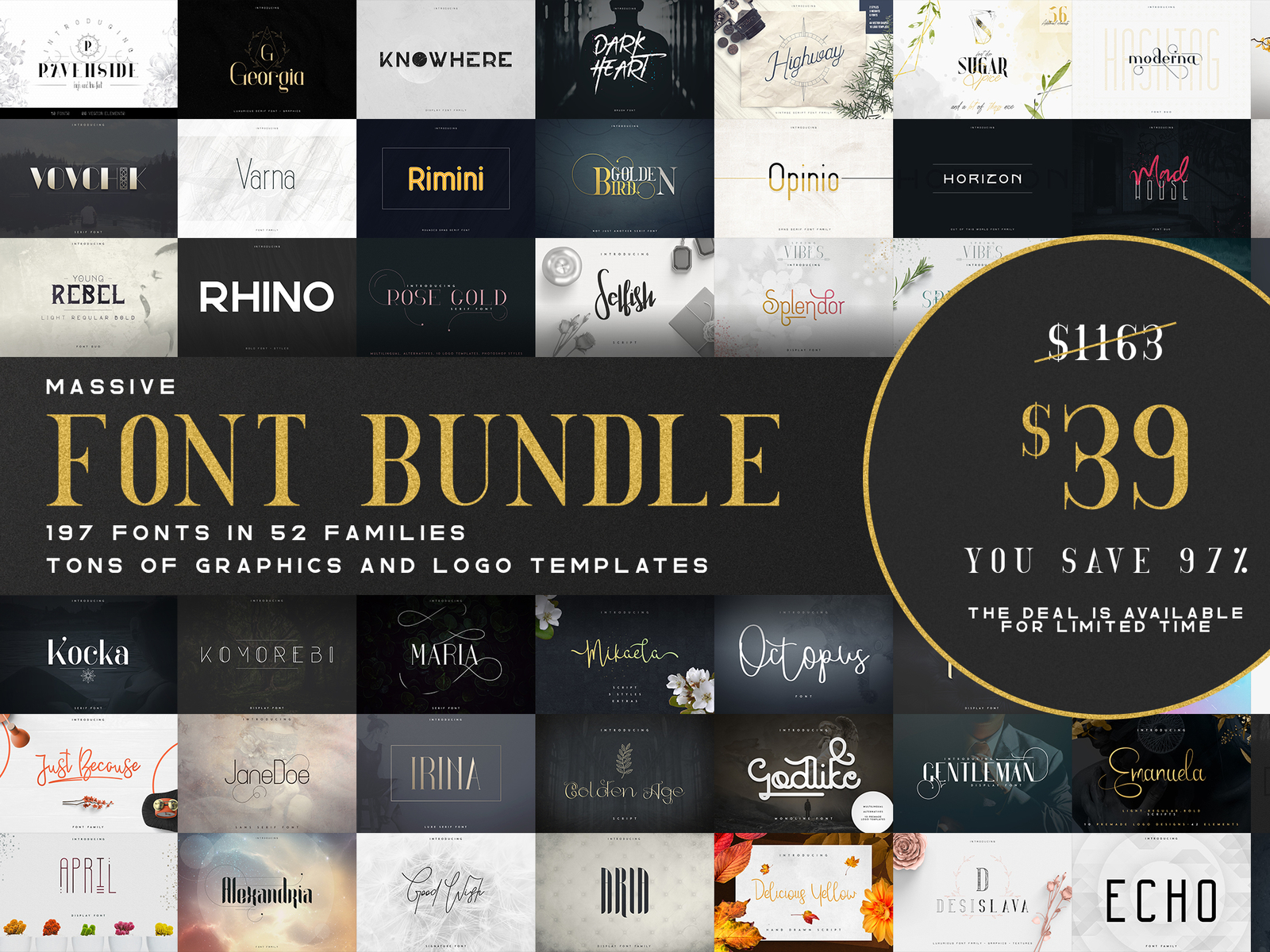 Massive Font Bundle 197 Fonts By VPcreativeshop On Dribbble   1 4x 