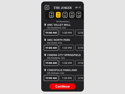 Movie App Concept *EDIT* + Screen #3 adobexd app app concept app design appconcept appdesign appdesigner appuiux design design app mobile mobile design mobile ui movie movie theater ticket uiux ux