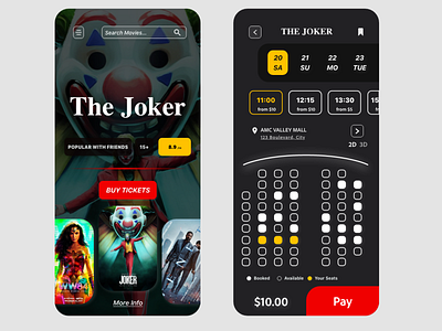 Movie App Concept UI adobexd app app concept app design mobile mobile designer movie app movie art movie booking movie ticket app ticket app uidesign uiux ux uxdesign