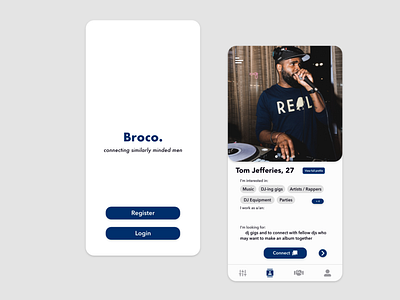 Broco App UI design - the app for men to make connections