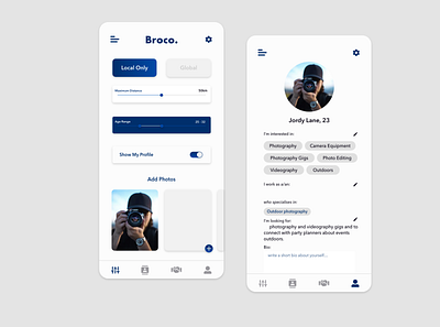 Broco App ui - the app for men to make business connections app design business chat connections contact linkedin network networking social media