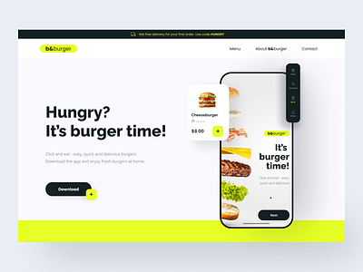 #2 It's burger time! Landing page app design graphic design hero landingpage uichallenge
