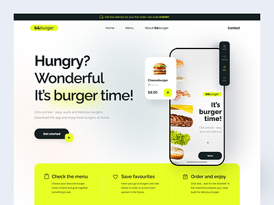 #2 It's burger time! Landing page updated app design graphic design hero landingpage ui uichallenge