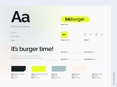 #3 It's burger time! Style Guide app design graphic design logo styleguide ui uichallenge