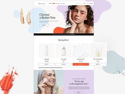 Beauty homepage website concept beauty branding design ecommerce feminine graphic design illustration light logo pastel shop shopdesign skincare ui uichallenge ux vector