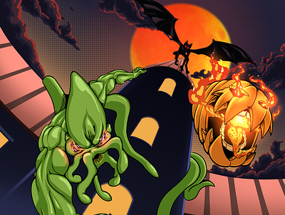 Halloween ATTACK design digitalart illustration sci fi sci fi