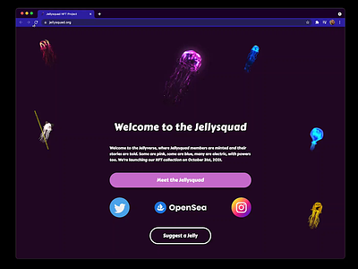 Jellysquad NFT Project animation css css3 html5 jellyfish nft purple web design webflow