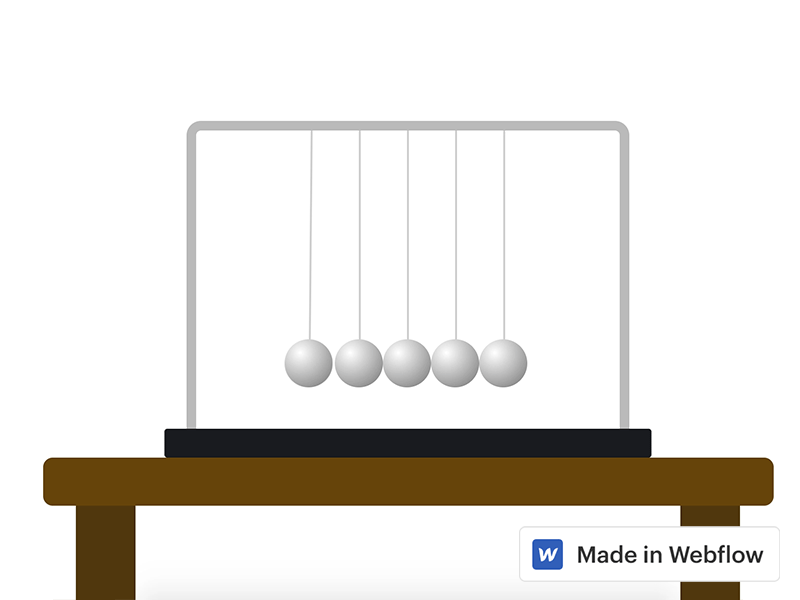 Newtons Cradle made in Webflow HTML/CSS/Interactions 2.0 animation css3 html rotation webflow webflowix2