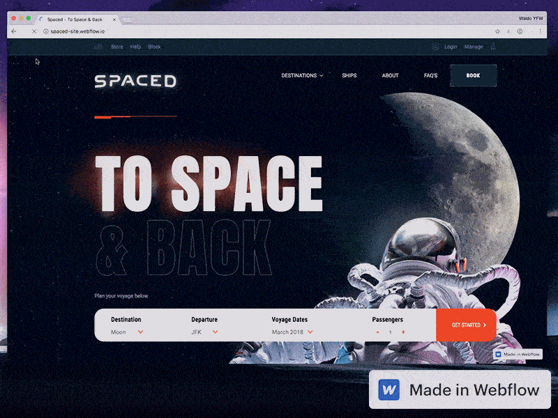 Spaced - To Space & Back — responsive, interactive website 🚀🌙🌎✨👾