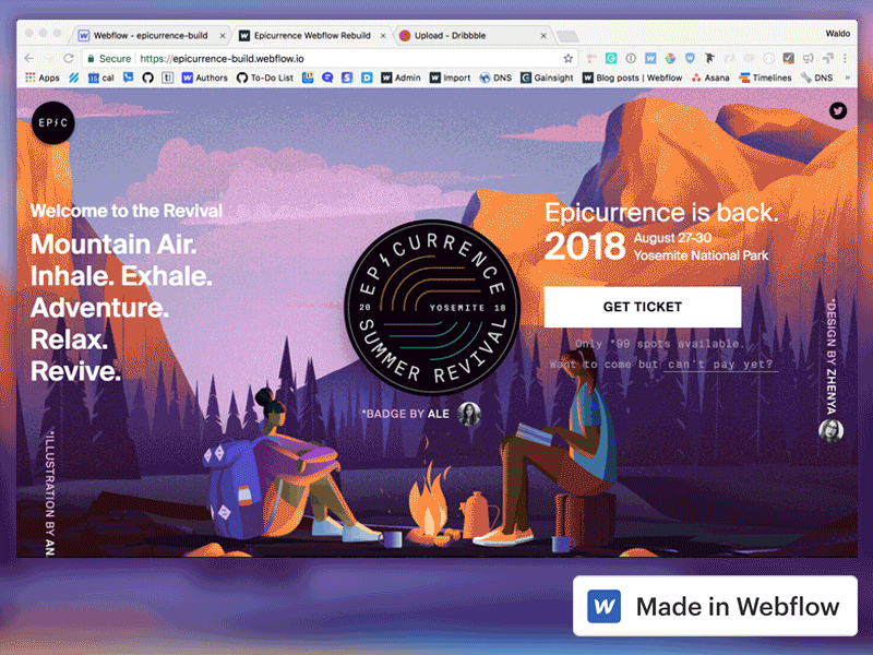 Epicurrence site REBUILD in Webflow