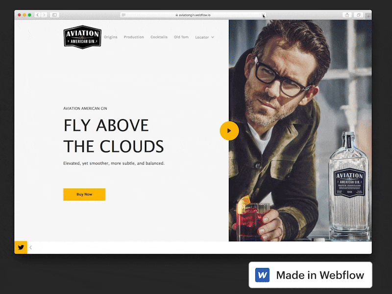 Aviation American Gin Concept Website Redesign css3 html5 interactions madeinwebflow redesign web animation web design webflow website