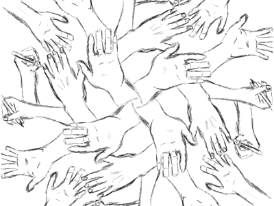 Drawing hands in Procreate sketches