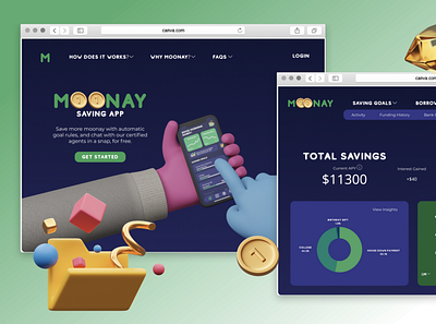 MOONAY website app design app branding design illustration ui design