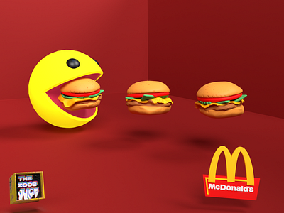 PACMAN - The McDonald’s Fanatic 3d blender3d branding branding concept creative design dribbble mcdonalds pacman loves mcdonalds