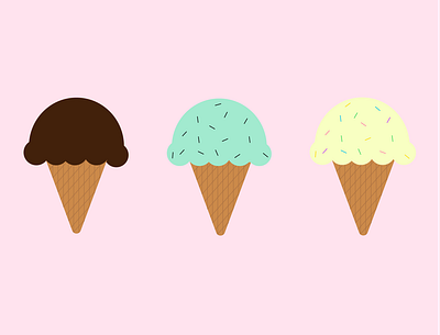 Ice Cream Cones adobe illustrator flat ice cream ice cream cone ice cream shop illustration vector