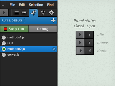 Testing a State Toggle Switch buttons cloud9ide hide panel reveal run switch toggle