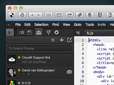 Concept for collaboration improvements for Cloud9 IDE cloud9ide contacts list tab