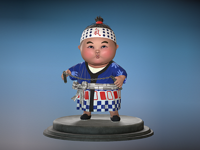 Stylized Japanese boy with manriki gusari chain