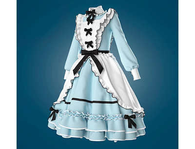 Lolita dress 3d art 3dmodelling cgart clothes design digital fashion digitalart dress fashion fashion design virtualfashion