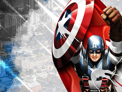 Fly Over avenger captain america city fly lights movie paint poster shield special effects texture