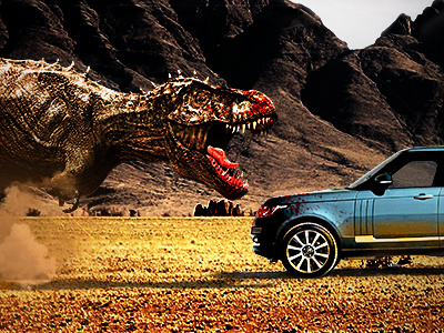 Range Rover advertising battle blood dinosaur jurassic prehistoric range rover suv t rex