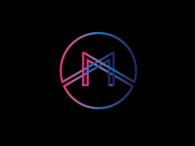 "M" symbol blue colorful icon line art logo pink symbol triangle typographic yellow