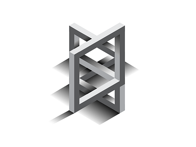 Isometric Confusion 3d brand geometric geometry identity illusion impossible logo mark shadows shape symbol