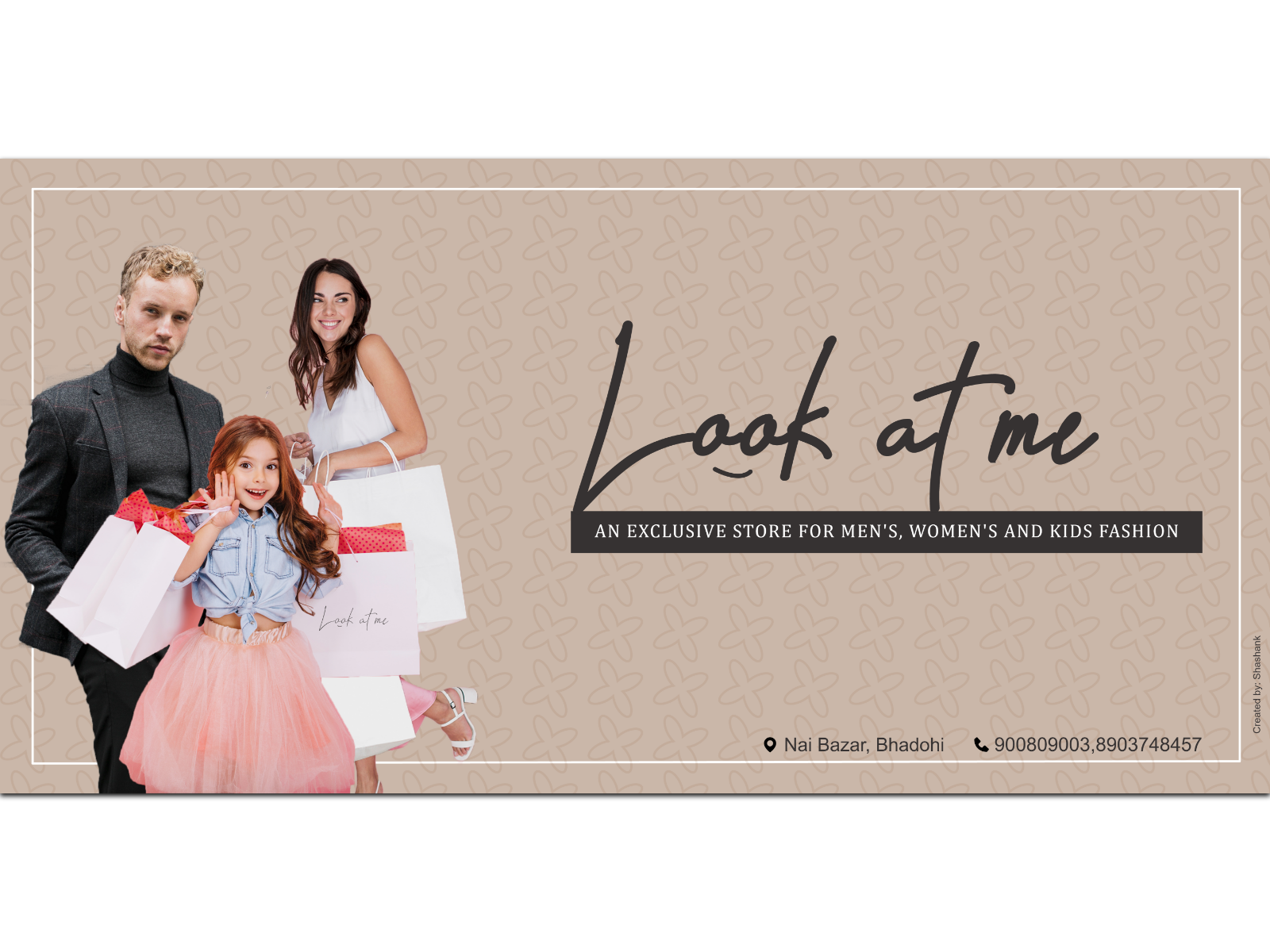 Shopping banner design template. Man and woman in fashionable