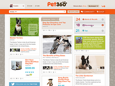 Explore Pet Community community design ecommerce experience interactive ux web