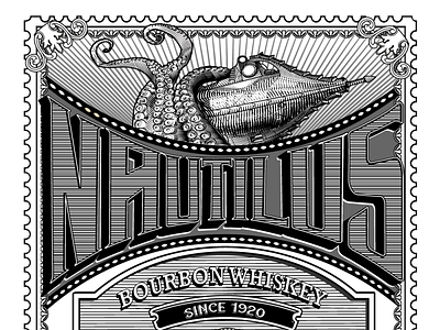Nautilus Whiskey design illustration typography vector