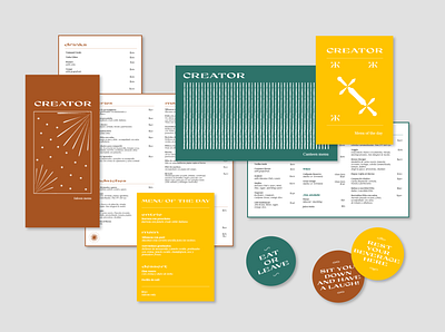 Creator . Restaurant Menus art direction branding design food graphic design logo menu menu bar menu design minimal restaurante type typography