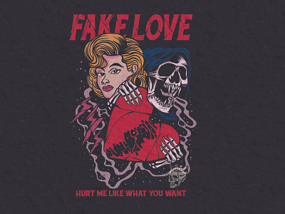 fake love apparelbrand artwork badgedesign badges clothing brand clothingdesign designwork illustration skull art streetwear