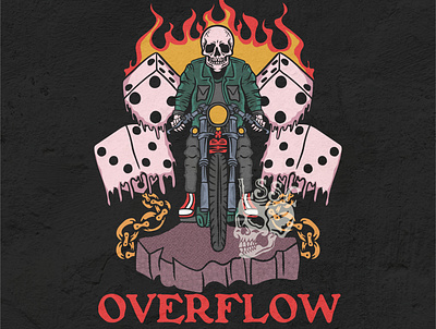 overflow apparelbrand artwork badgedesign badges branding clothing brand clothingdesign designwork illustration skull art