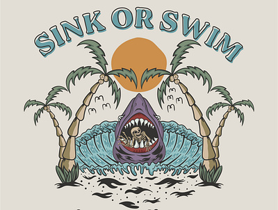 sink or swim apparelbrand artwork badgedesign design art designwork designworks illustration merchandise skull art streetwear