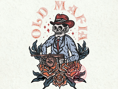 old mafia apparelbrand artwork badgedesign badges clothingdesign design art designwork designworks illustration skull art