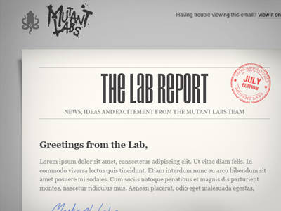 The Lab Report - Email newsletter email georgia newsletter paper report stamp vintage
