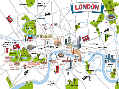 London Map architecture bridge britain british building capital city illustration infographic london map vector