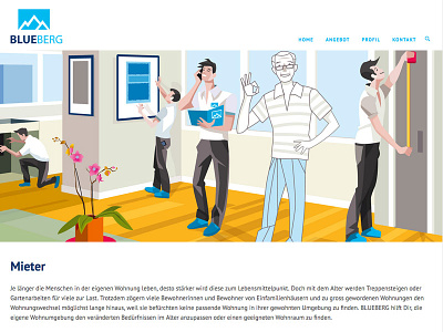 Bueberg (Tenants) apartment elderly health illustration rent residence tenants web welfare