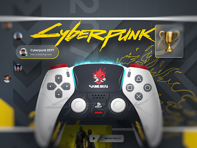 Cyberpunk 2077 Custom Dualsense Controller controller cyberpunk dark dualsense game gamepad playstation ui