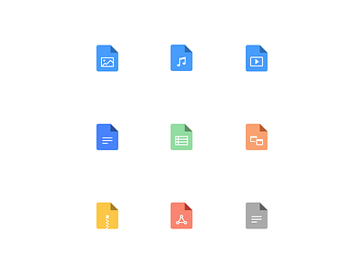 File Icons archive audio doc files flat icons image pdf photo powerpoint spreadsheet video