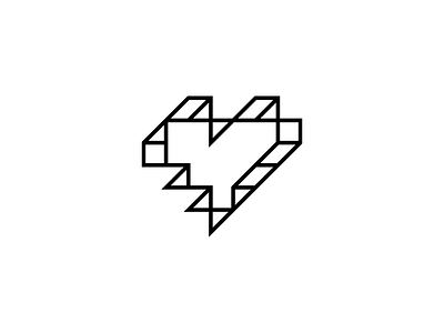 Travie's Heart 3d branding cube heart identity illustration logo love mark music pixel symbol