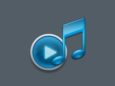 Music icon 2 blue crisp gui icon music note play smooth sound